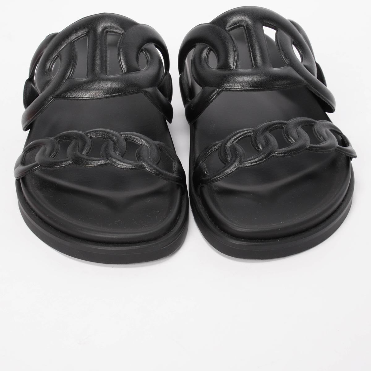 Hermes Black Nappa Leather Extra Sandals 36