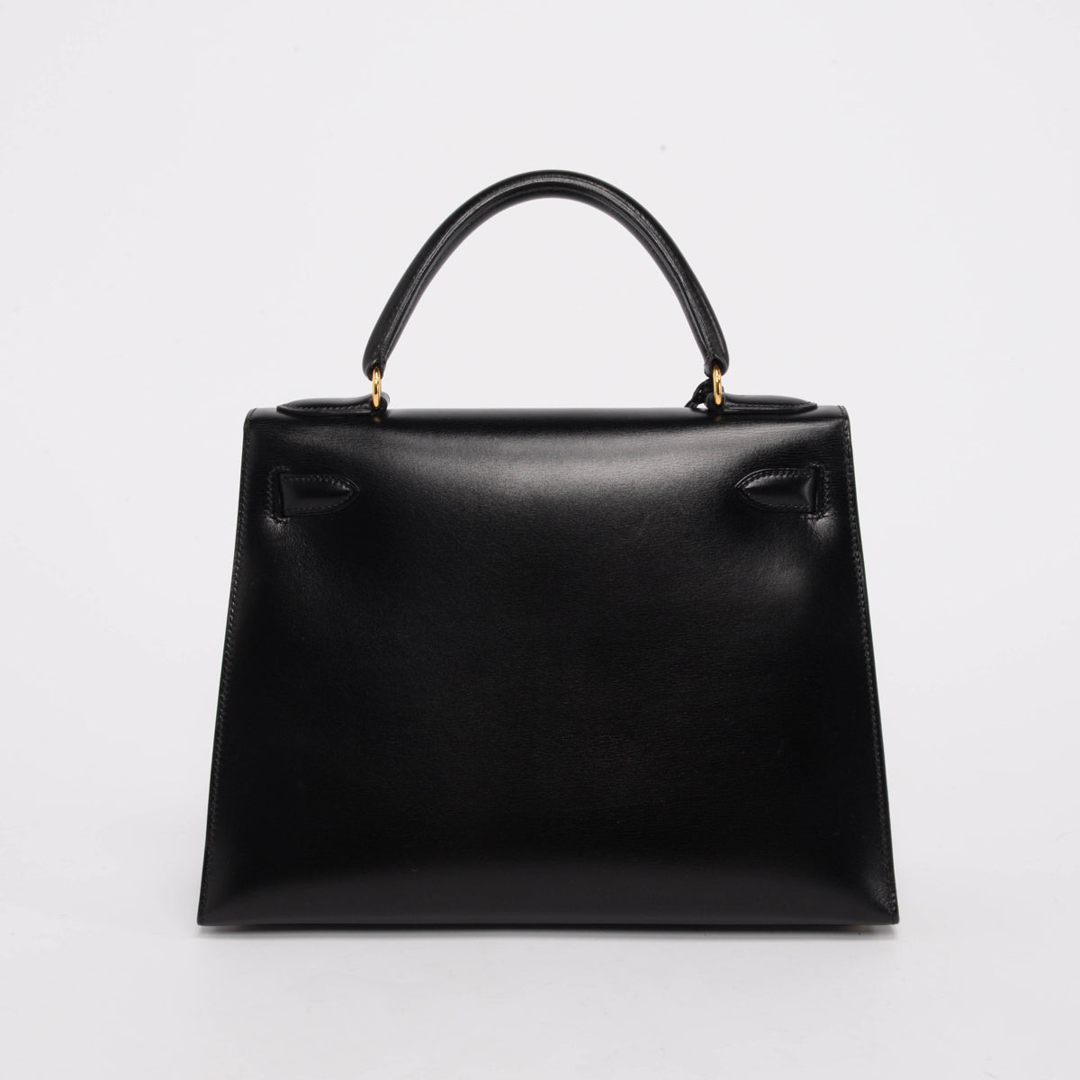 Hermes Vintage Black Box Calf Kelly 28 Shoulder Bag