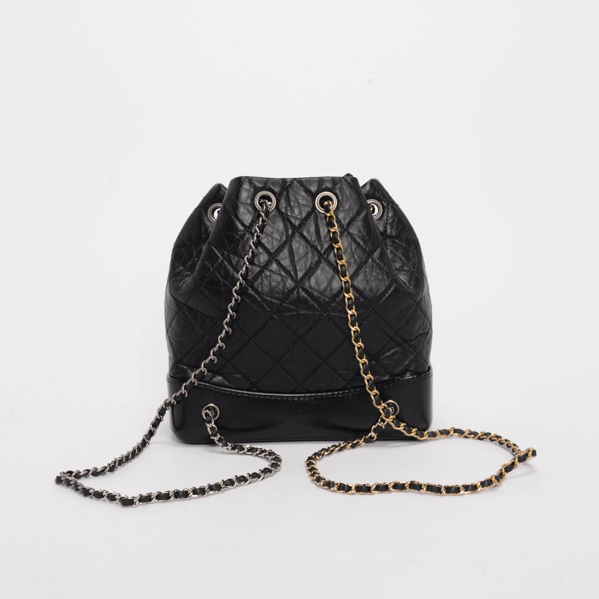 Chanel Black Aged Calfskin Small Gabrielle Backpack