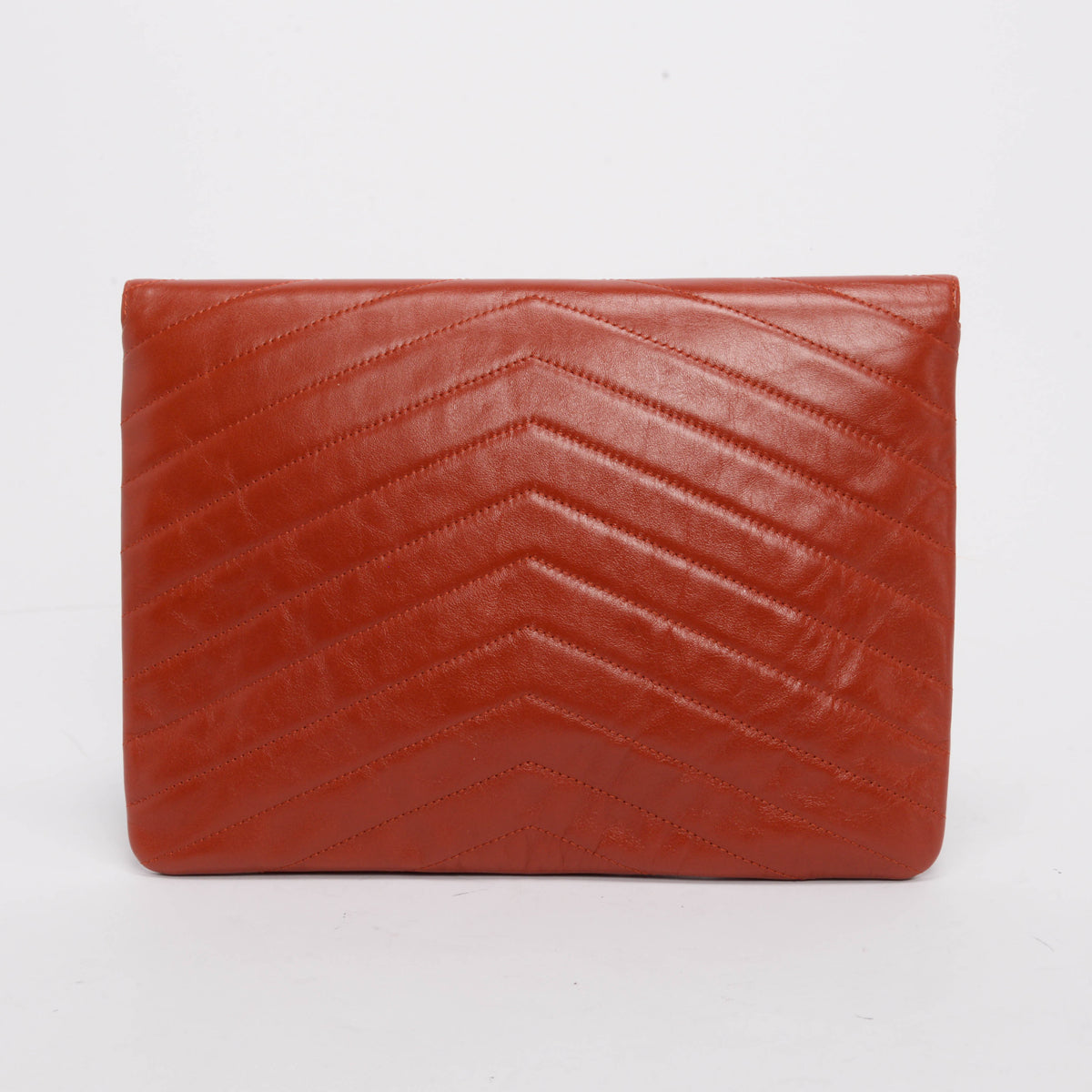 Chanel Red Chevron Calfskin Medal Envelope Clutch