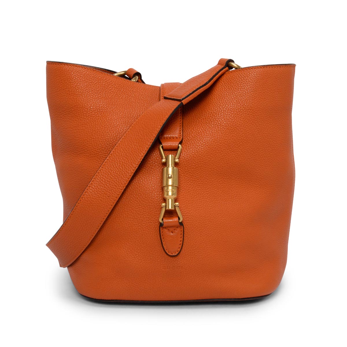 Gucci Orange Pebble Calf Small Soft Jackie Bucket Bag