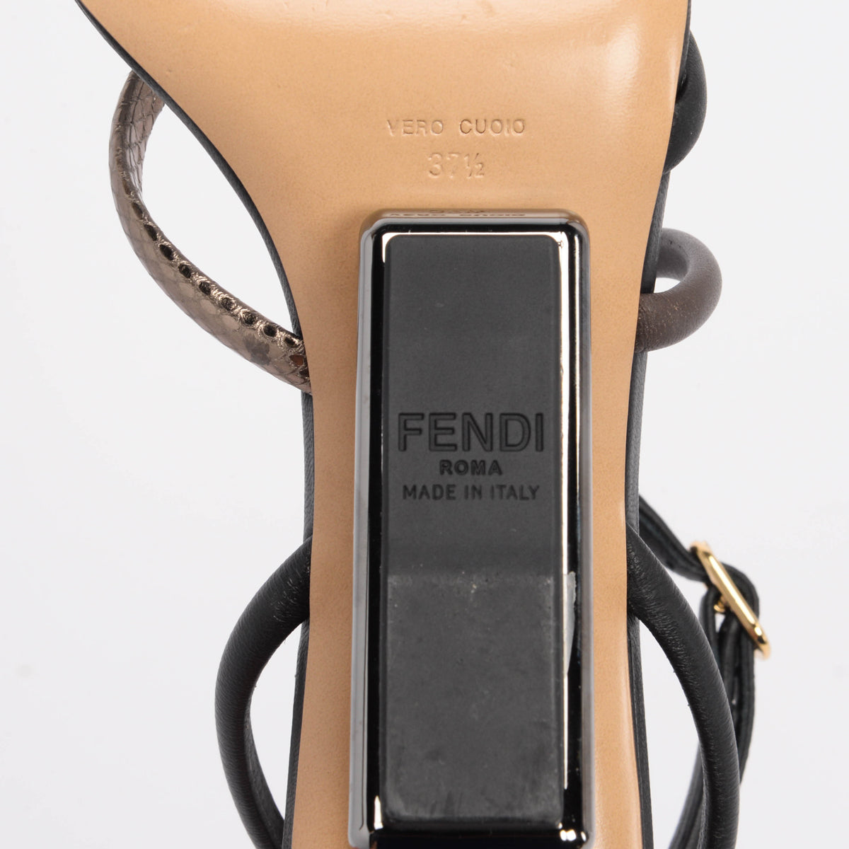 Fendi Tri-Colour Leather Fendi First Sandals 37.5