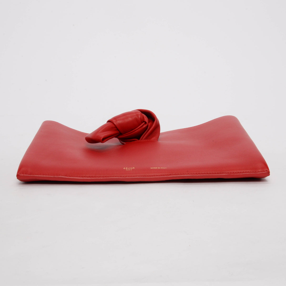 Celine Red Lambskin Knotted Clutch