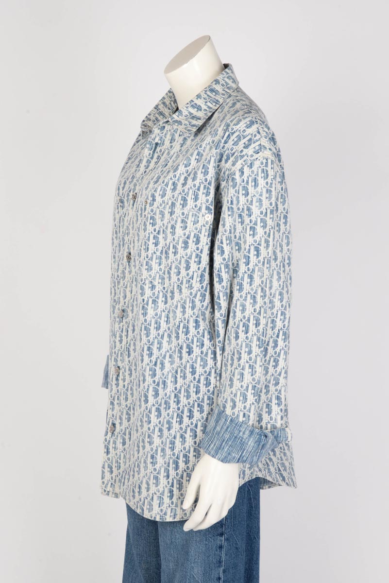 Dior Blue & White Cotton Oblique Overshirt L-XL