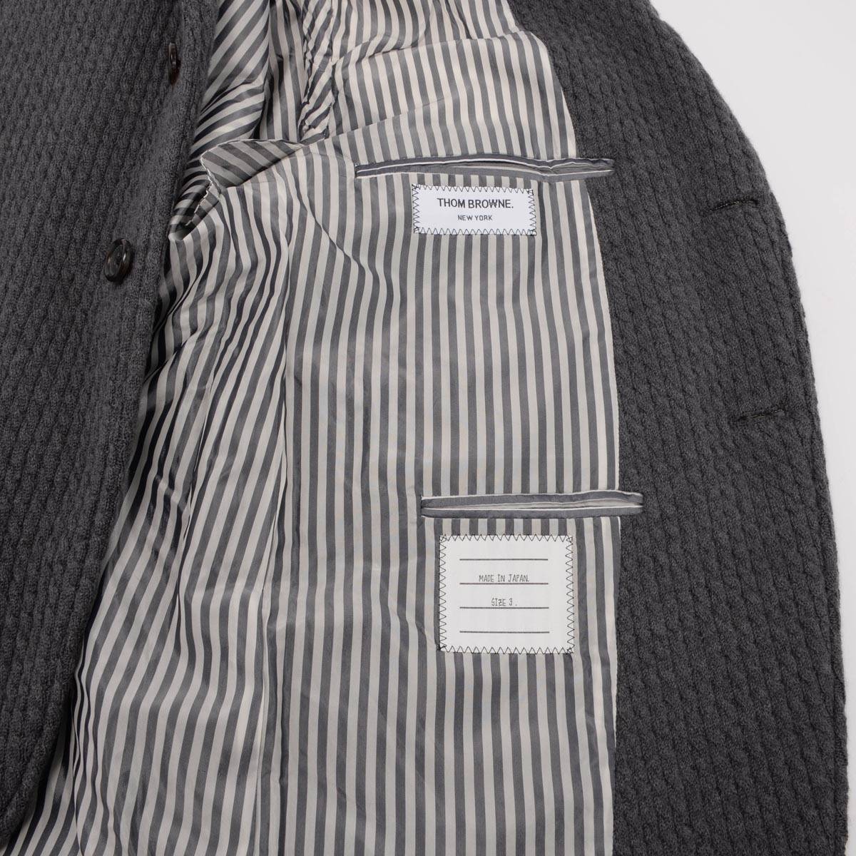 Thom Browne Grey Wool Cable Knit Jacket L