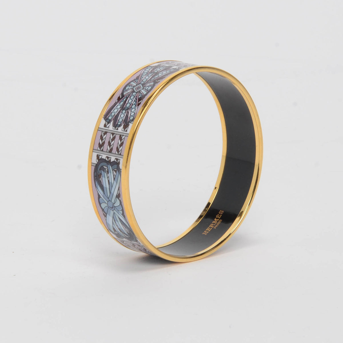 Hermes Pink Enamel Rubans de Cheval Bangle GHW