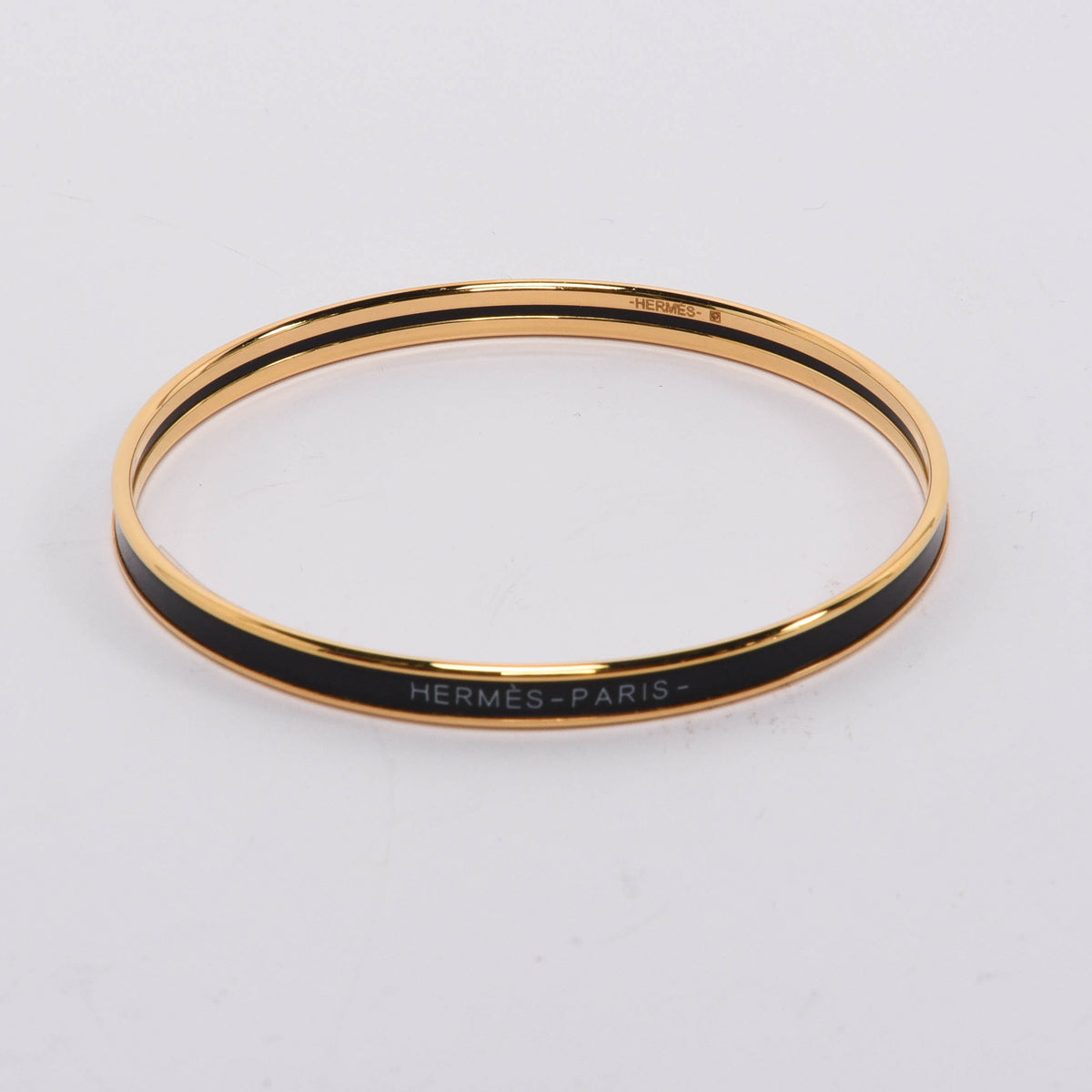 Hermes Black & Gold Enamel Uni Bangle