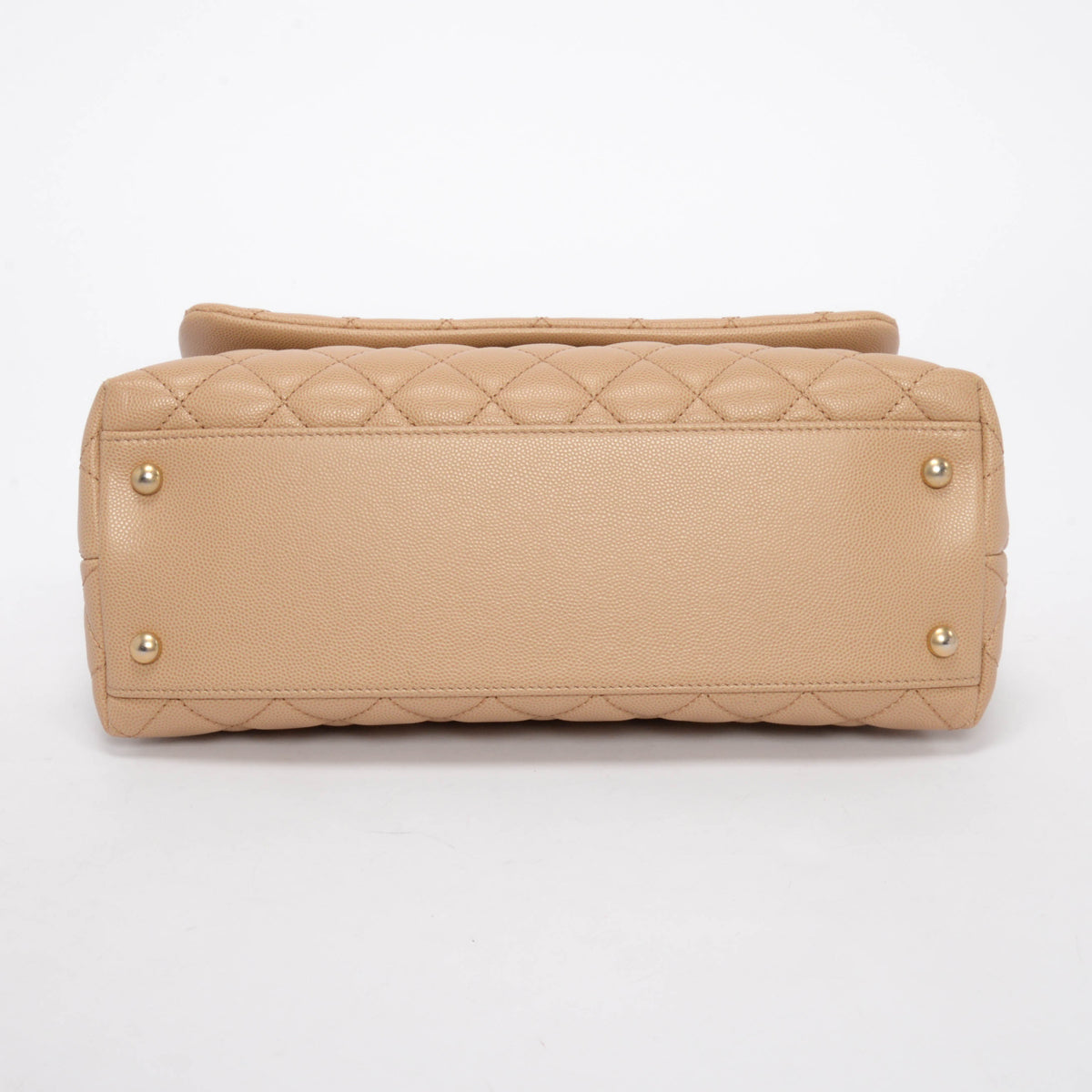 Chanel Beige & Burgundy Caviar & Lizard Medium Coco Handle Bag