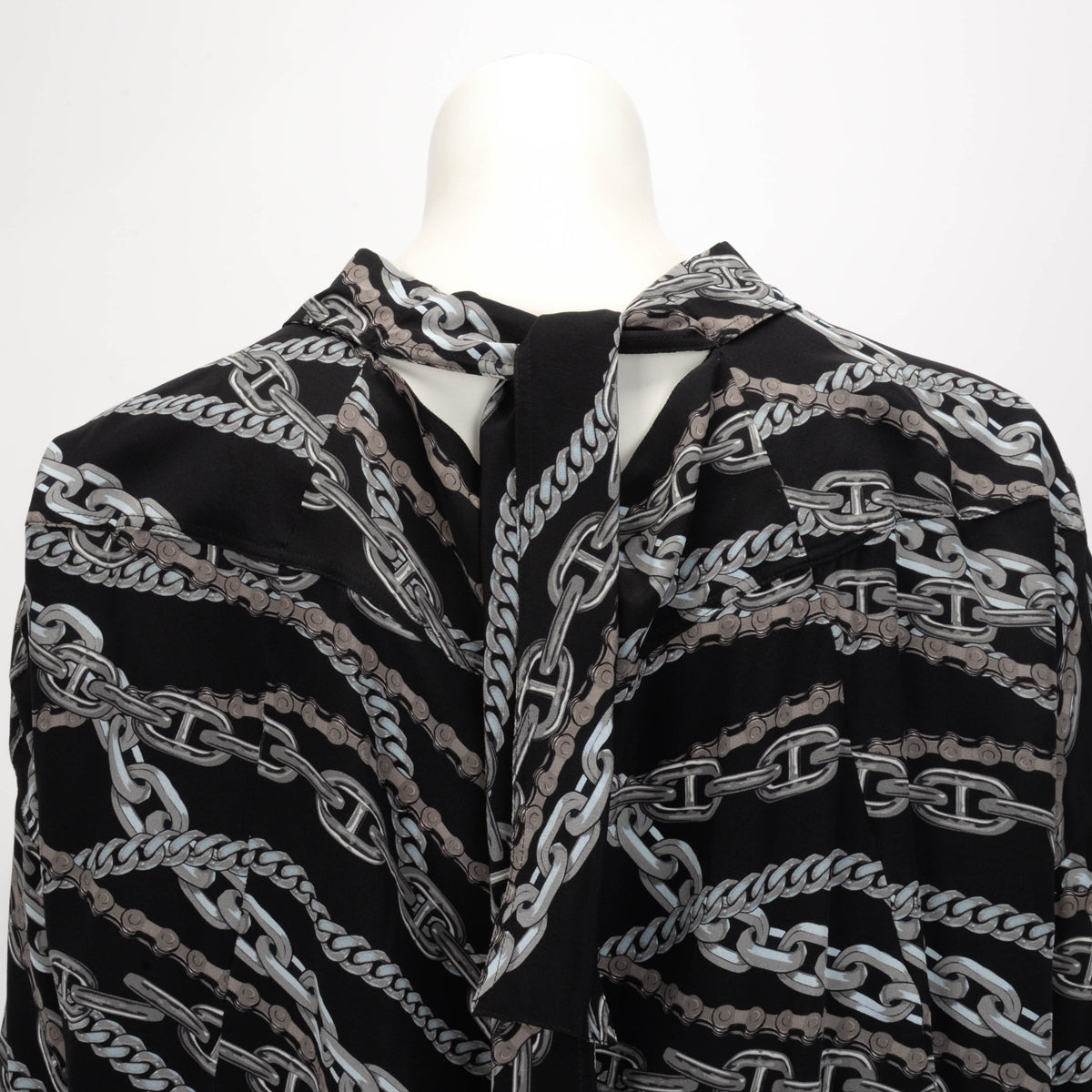 Balenciaga Black Silk Chain Print Oversize Shirt FR 42