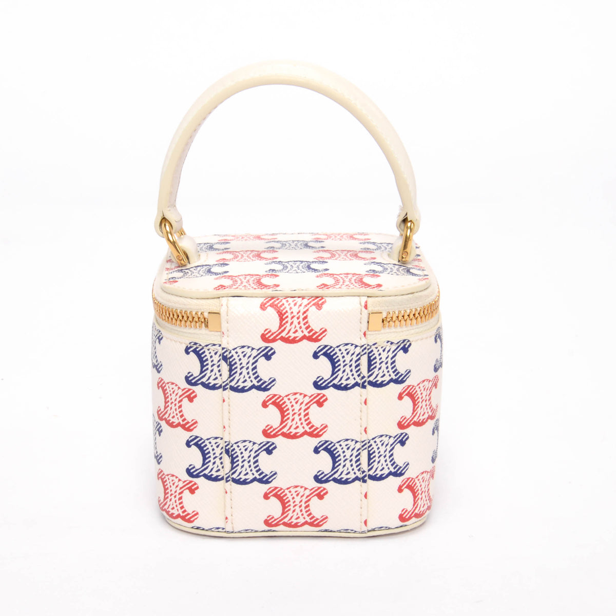 Celine Red & Blue Triomphe Canvas Vanity Case Mini Bag