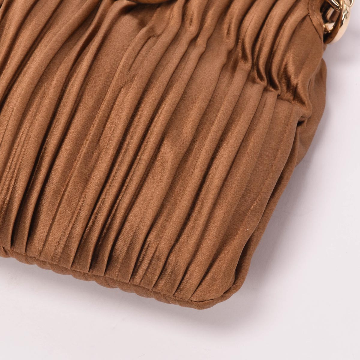 Bulgari Bronze Satin Plisse Clutch