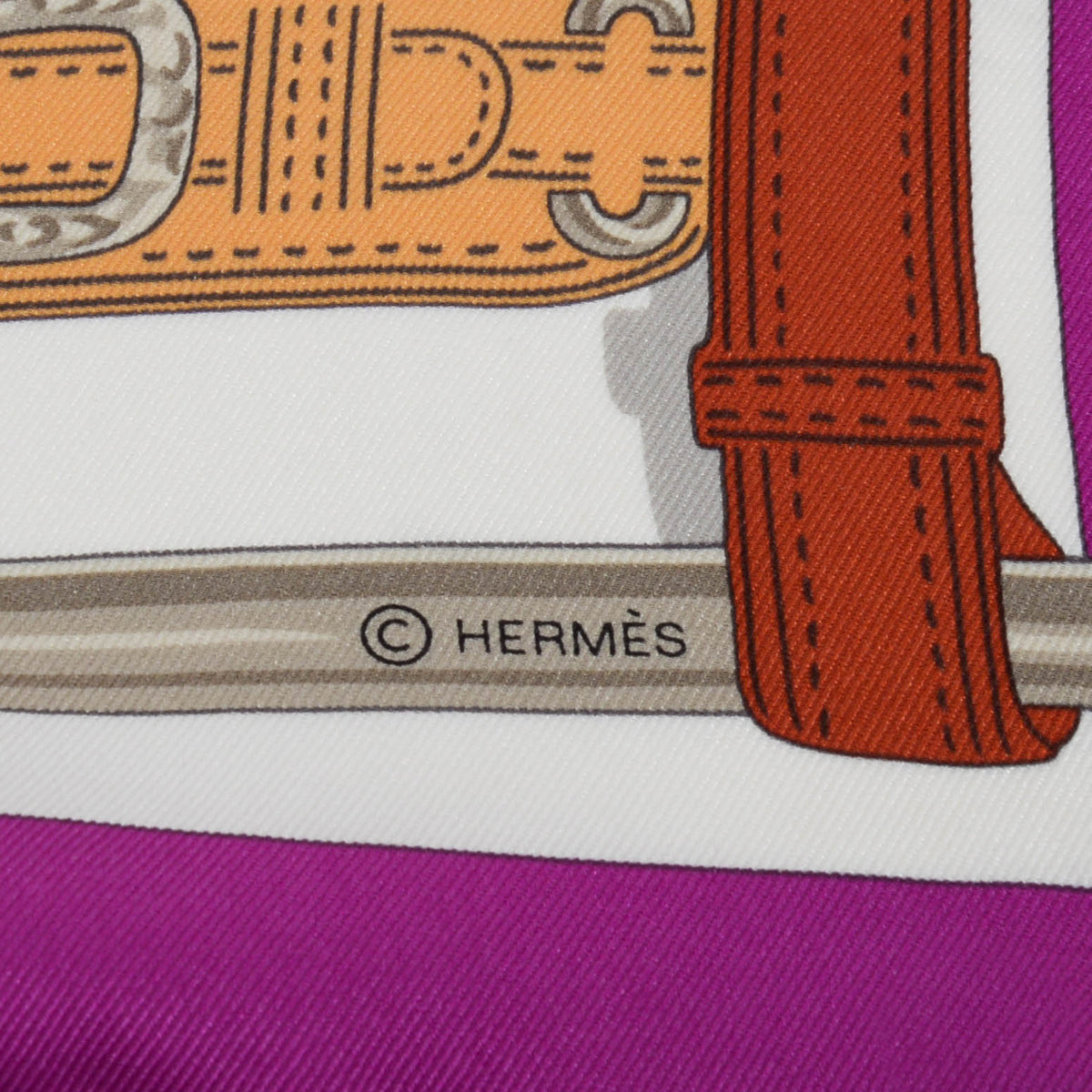 Hermes Magenta Silk Harnais Des Presidents Scarf 70