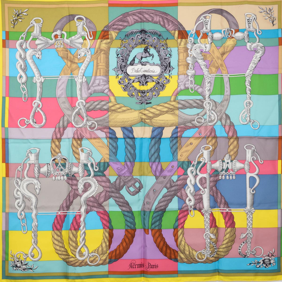 Hermes Yellow Silk Della Cavalleria Scarf