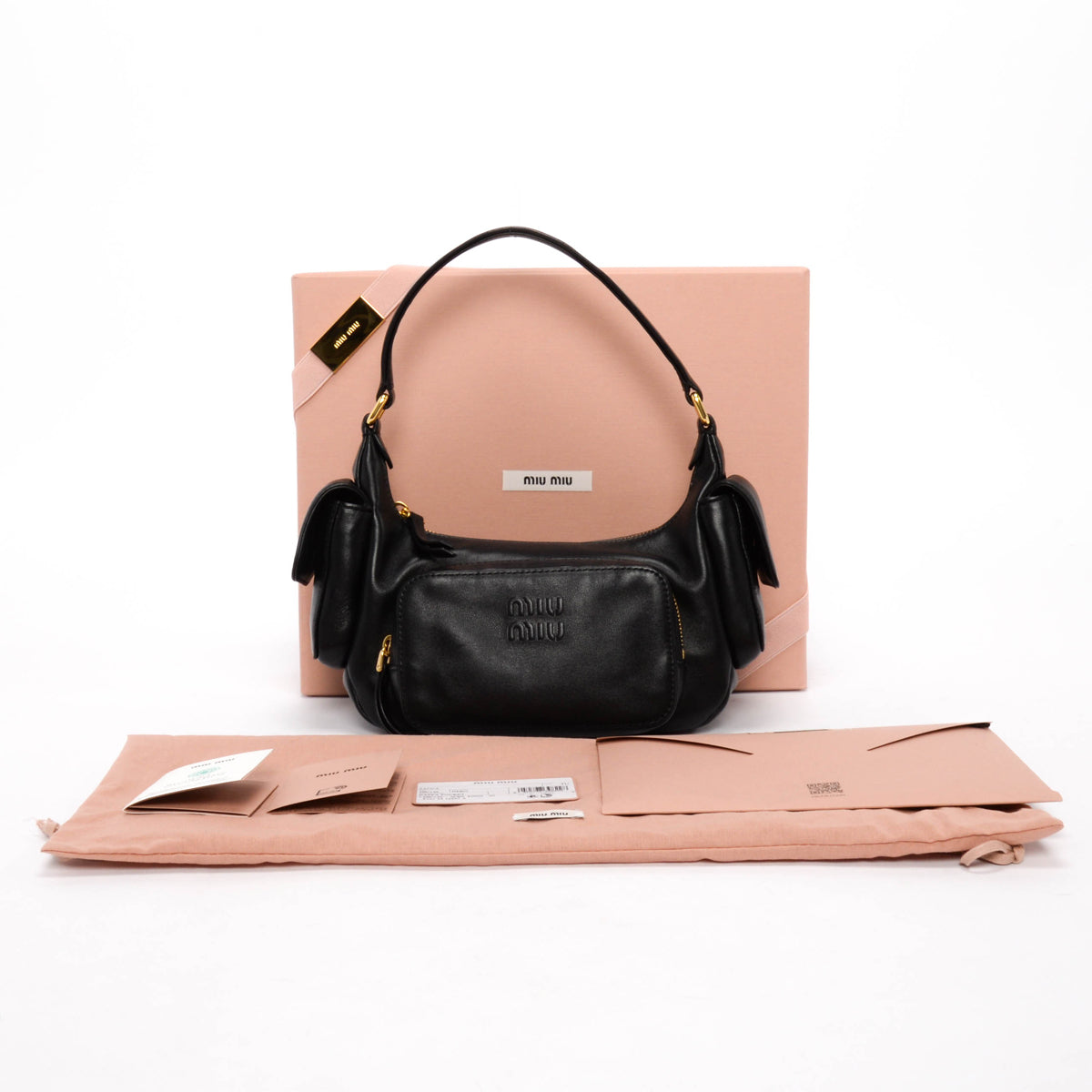 Miu Miu Black Nappa Leather Pocket Bag