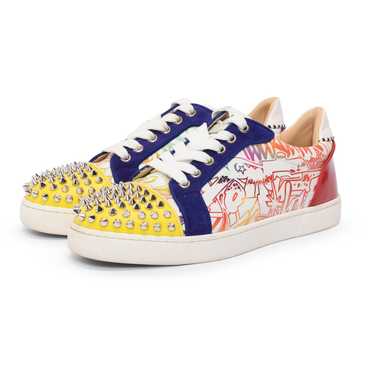 Christian Louboutin Leather & Suede Graffiti Seavaste Sneakers 37