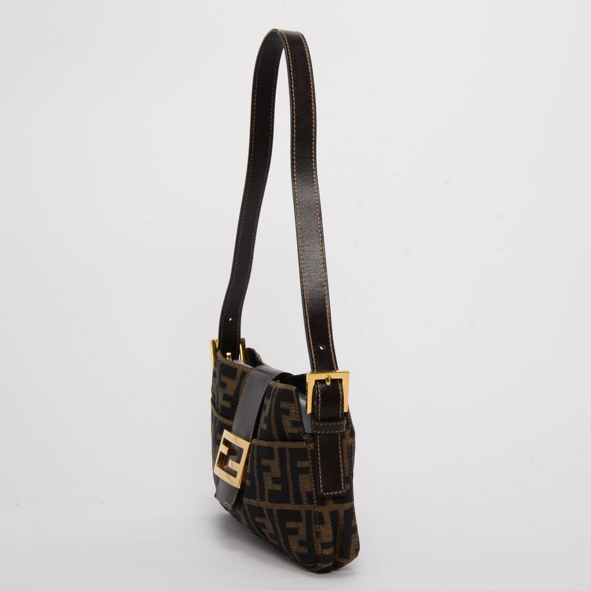 Fendi Tobacco Zucca Canvas Open Baguette Bag
