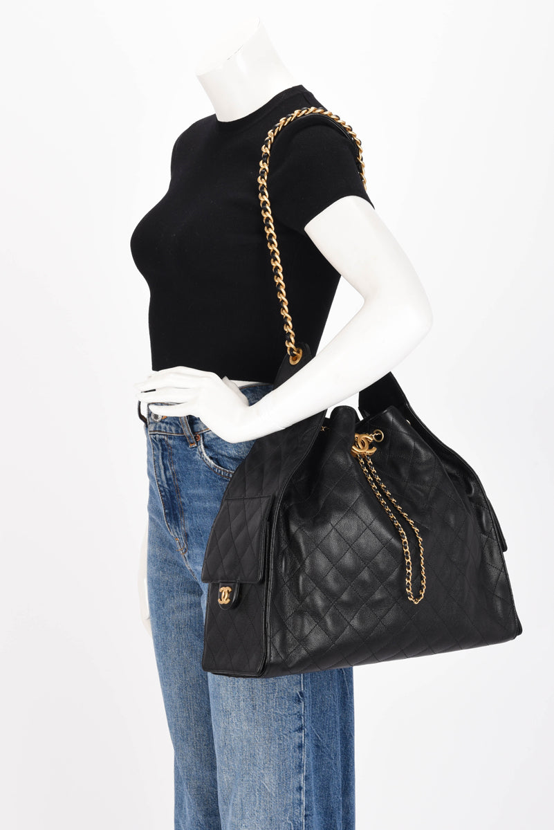 Chanel Black Caviar Large 25 Hobo Bag