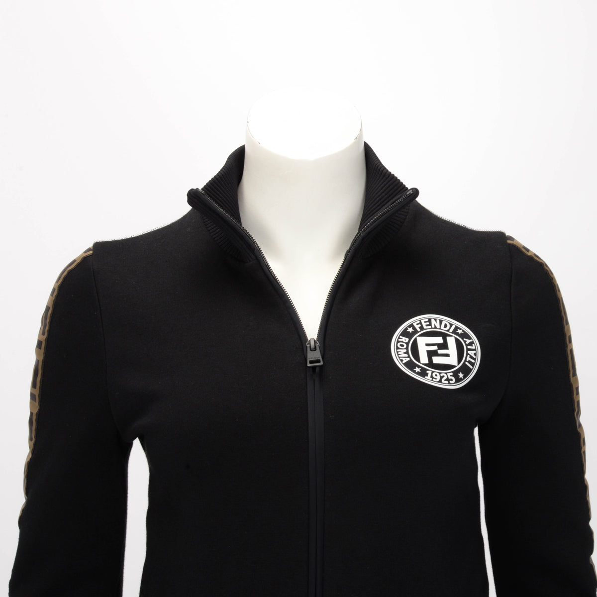 Fendi Black Cotton Logo Track Jacket IT 38