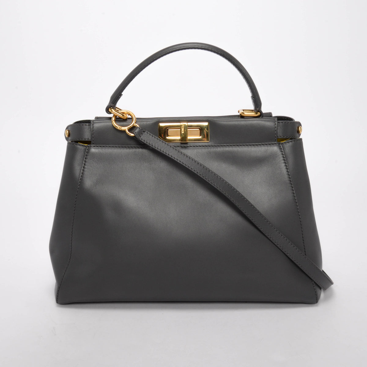 Fendi Dark Grey Nappa Medium Peekaboo Bag