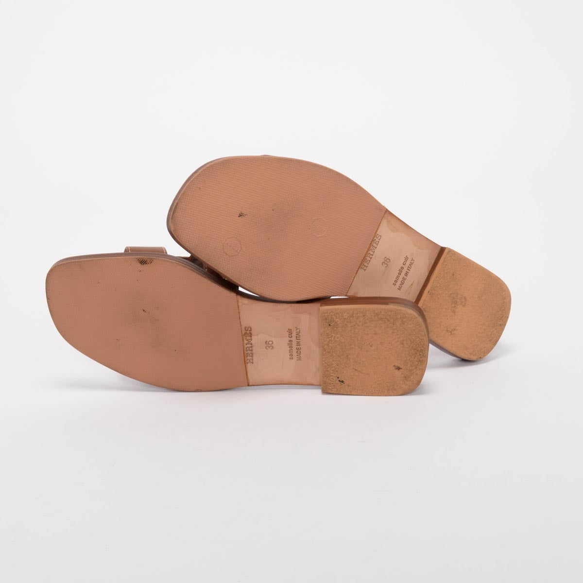 Hermes Gold Box Calf Oran Sandals 36