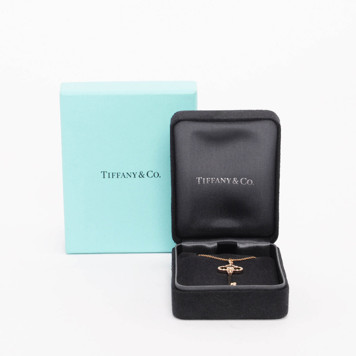 Tiffany & Co Rose Gold & Diamonds Crown Key Pendant