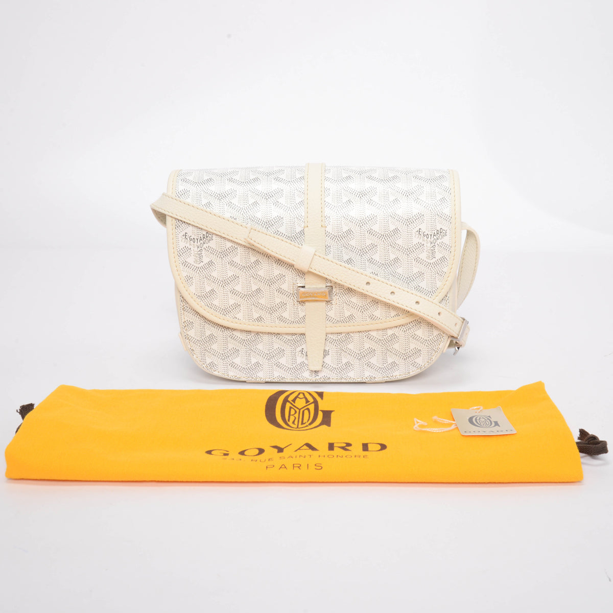 Goyard White Goyardine & Calfskin Belvedere PM