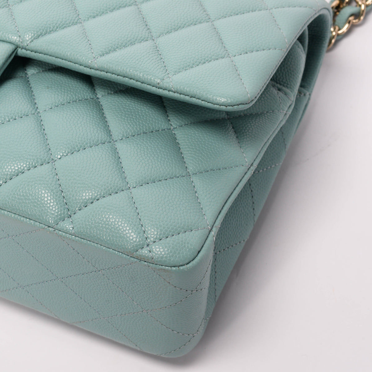 Chanel Tiffany Blue Quilted Caviar Medium Classic Flap Bag