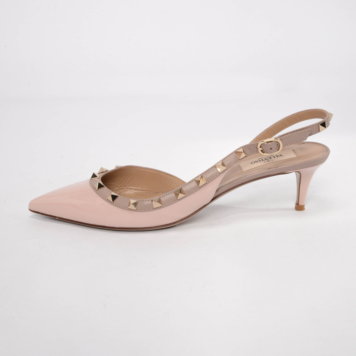 Valentino Water Rose Patent Rockstud Slingback Pumps 40