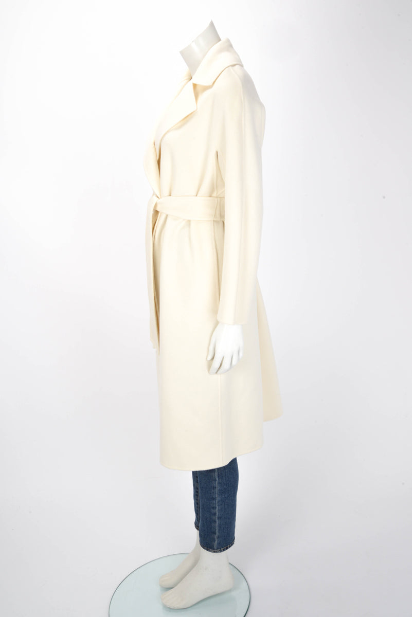 Max Mara Studio White Wool Long Coat IT 36