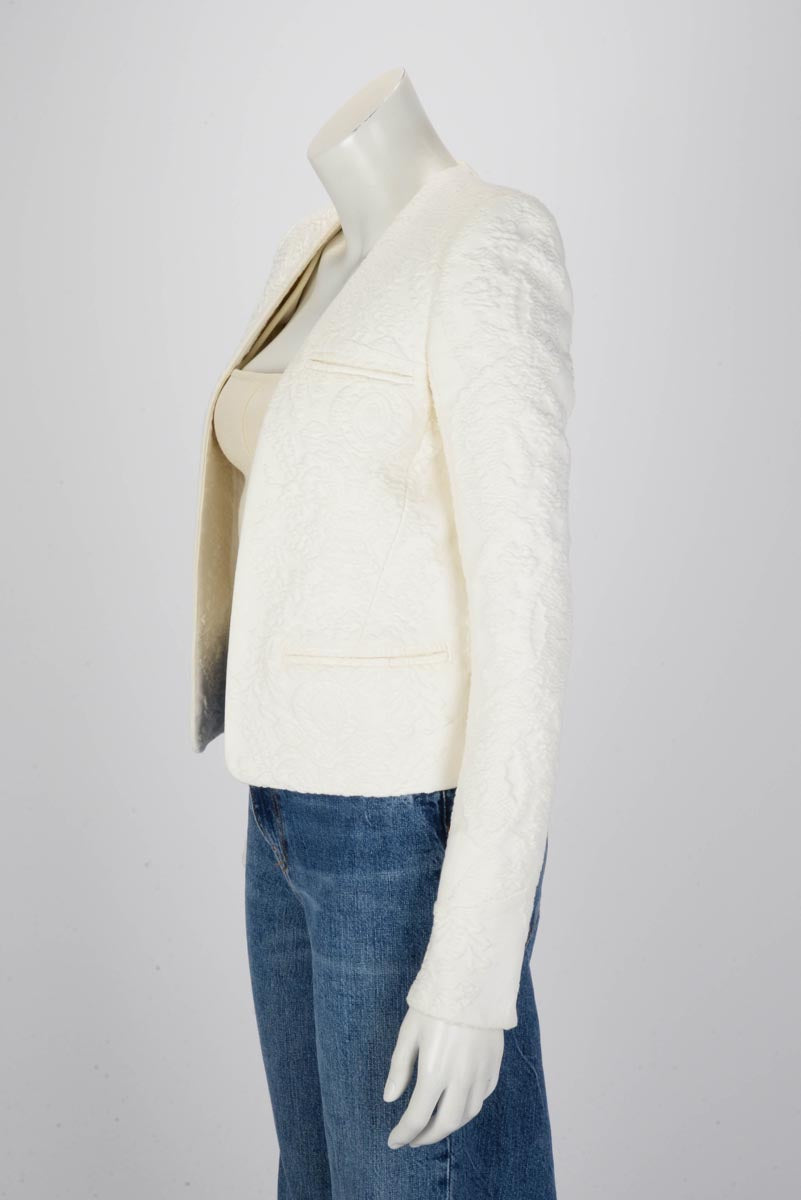 Balmain White Embroidered Open Jacket FR 36