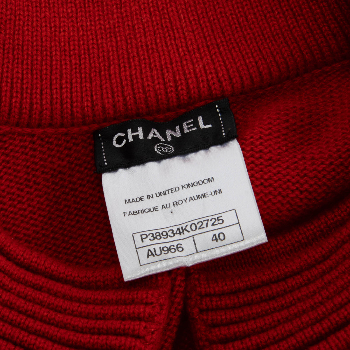Chanel Red Cashmere Belted Mandarin Collar Cardigan Jacket FR 40