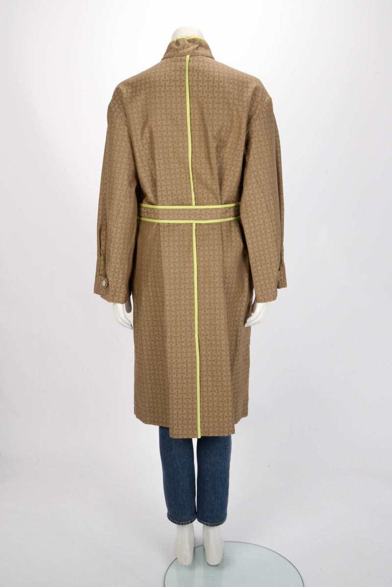 Hermes Brown Cotton Jacquard Mosaique Coat FR 40