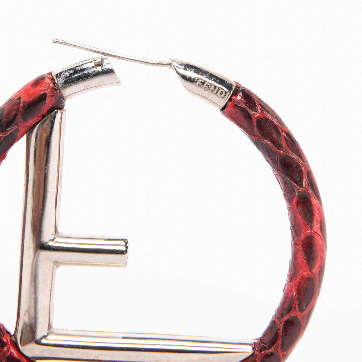 Fendi Red Snakeskin F is Fendi Hoop Earrings