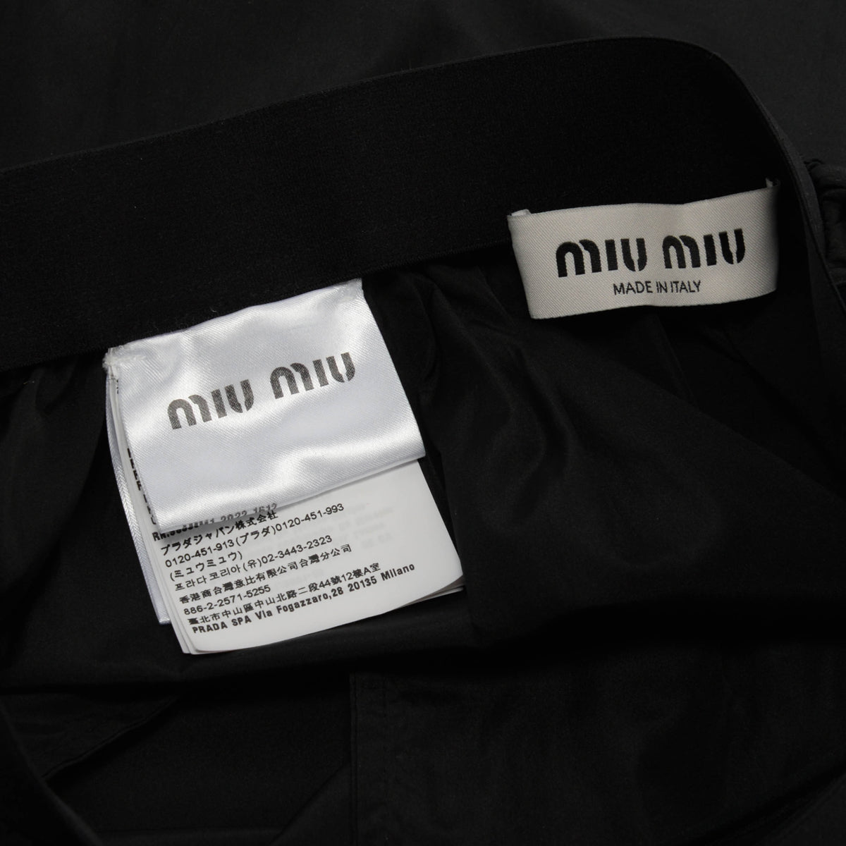 Miu Miu Black Technical Silk Logo Mini Skirt IT 36