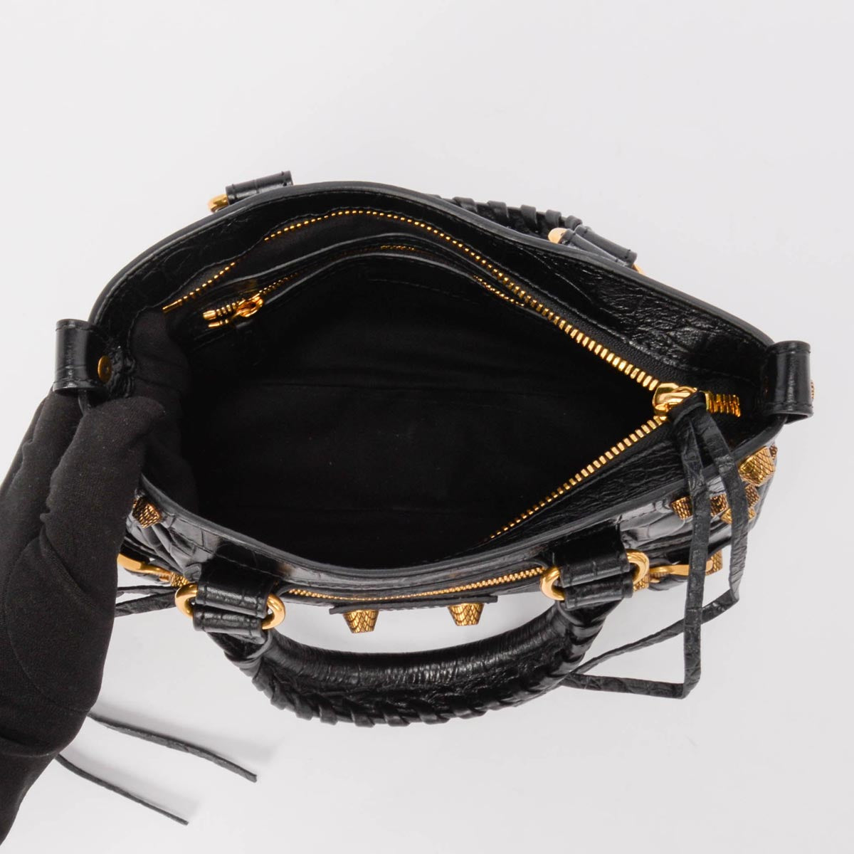 Balenciaga Black Moc Croc Small Neo Cagole Tote