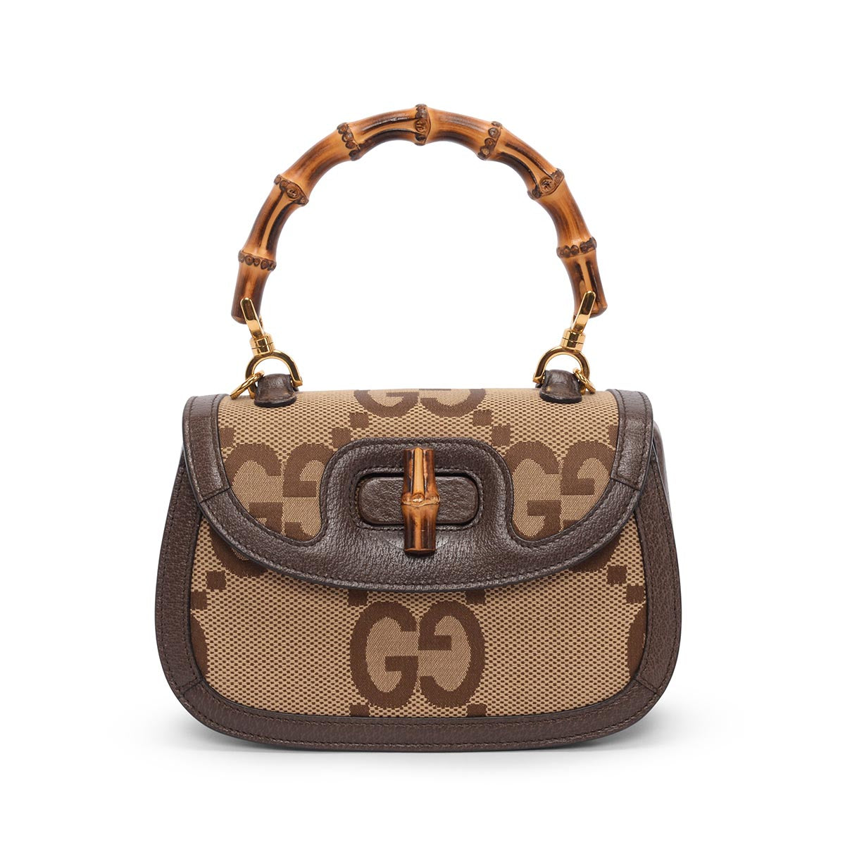 Gucci Brown Jumbo GG Small Bamboo 1947 Bag