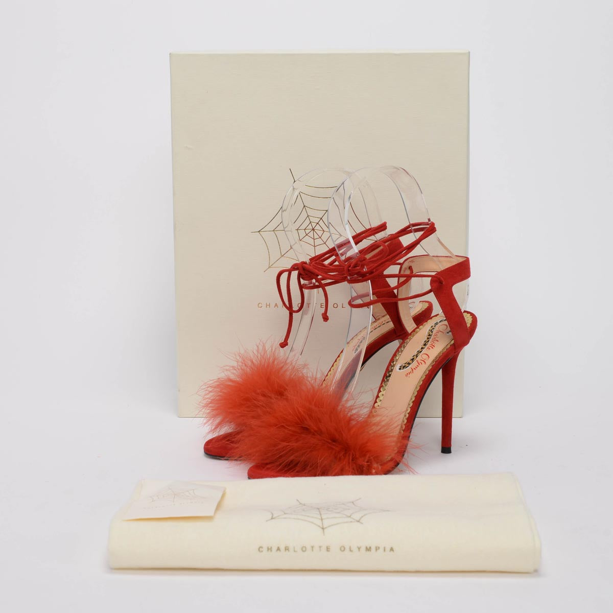 Charlotte Olympia Red Suede Salsa Tie-Up Sandals 39