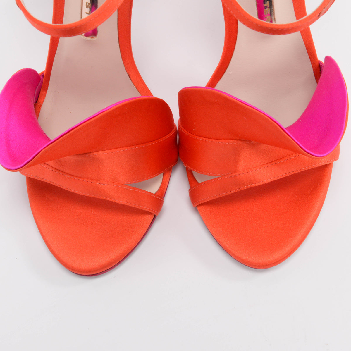 Sophia Webster Orange & Pink Satin Ruffle Lucia Sandals 36.5