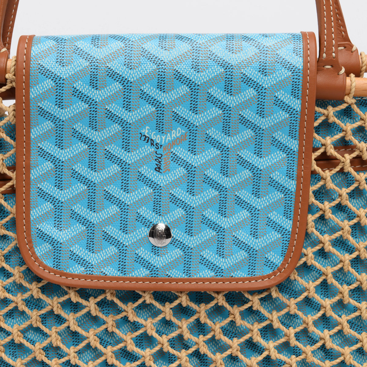 Goyard Turquoise Goyardine Canvas & Raffia Mesh Aligre Tote