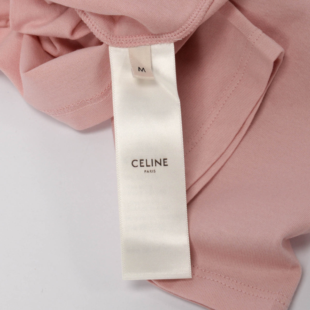 Celine Pink Cotton Logo Cropped T-Shirt M