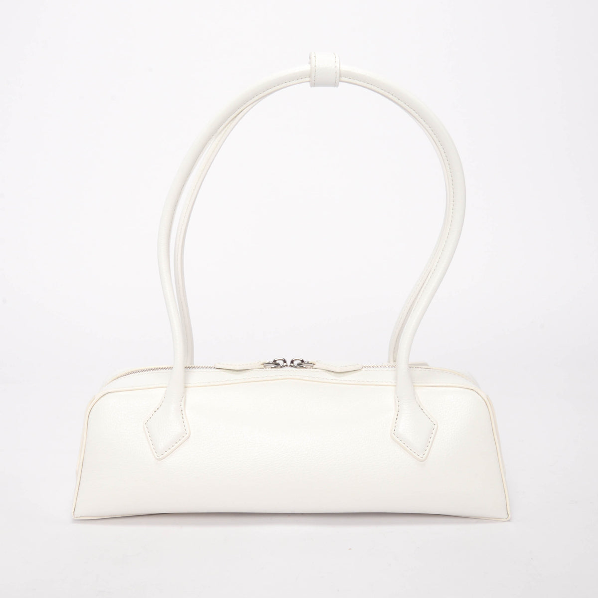 Alaia White Goatskin Le Teckel Medium Shoulder Bag