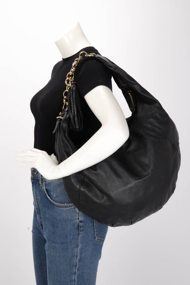 Gucci Black Calfskin Medium Sienna Hobo Bag