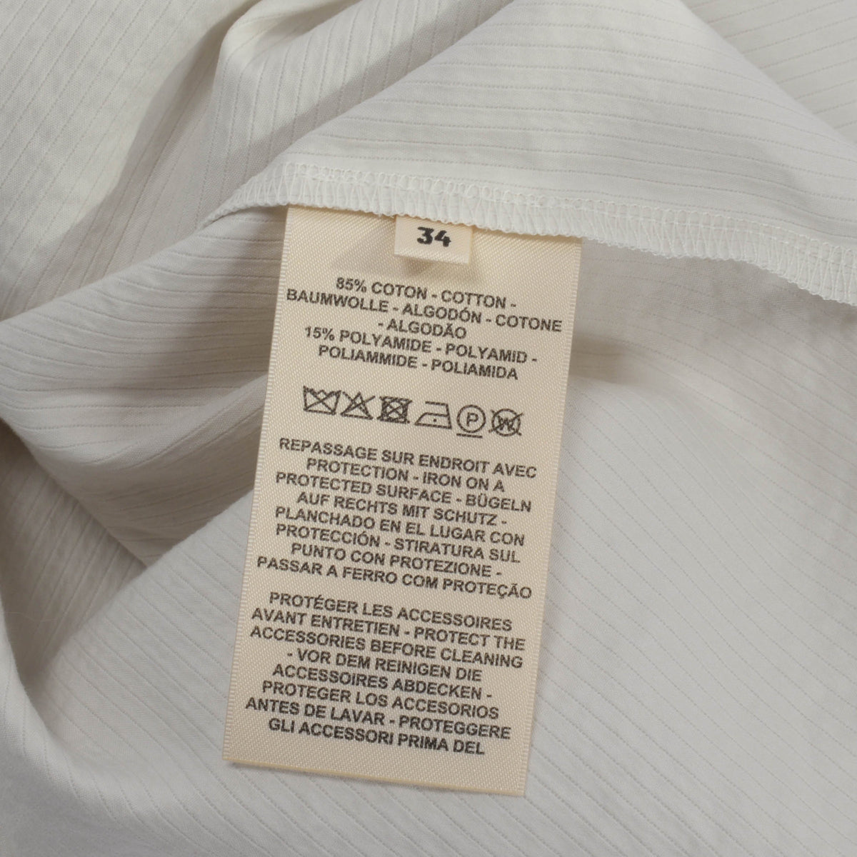 Hermes Blanc Ecume Cotton Crepon Belted Shirt Dress FR34
