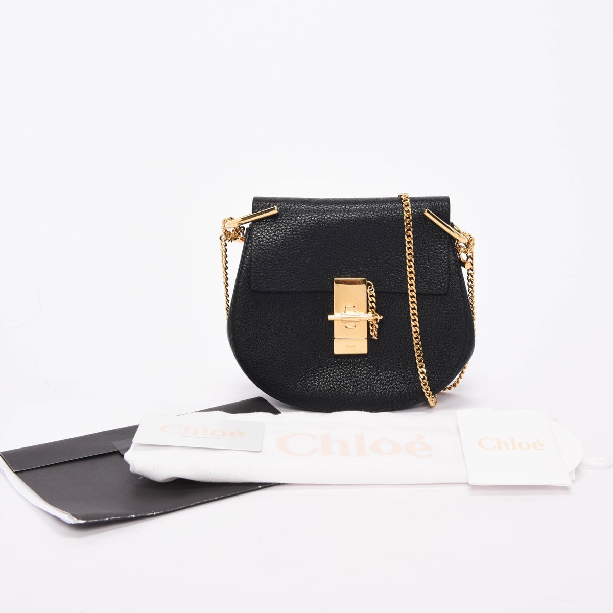 Chloe Black Grained Lambskin Small Drew Shoulder Bag