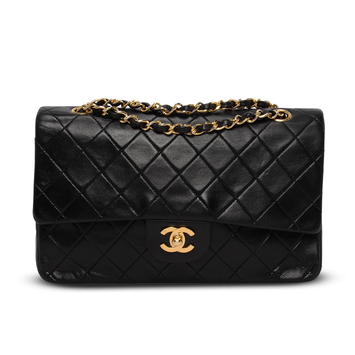 Chanel Vintage Black Quilted Lambskin Classic Double Flap Bag