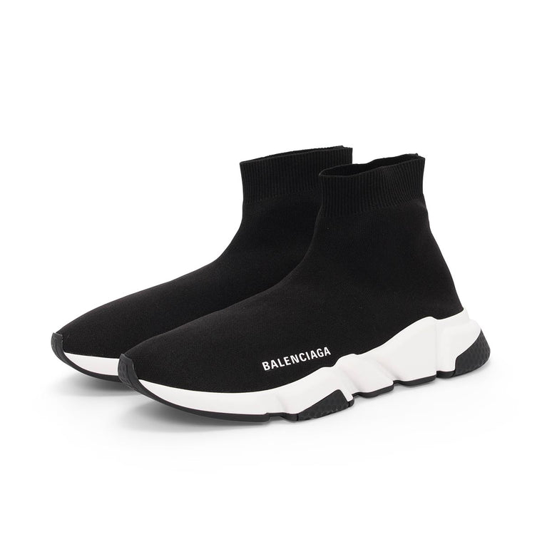 Balenciaga Black & White Knit Speed Racer Sneakers 41