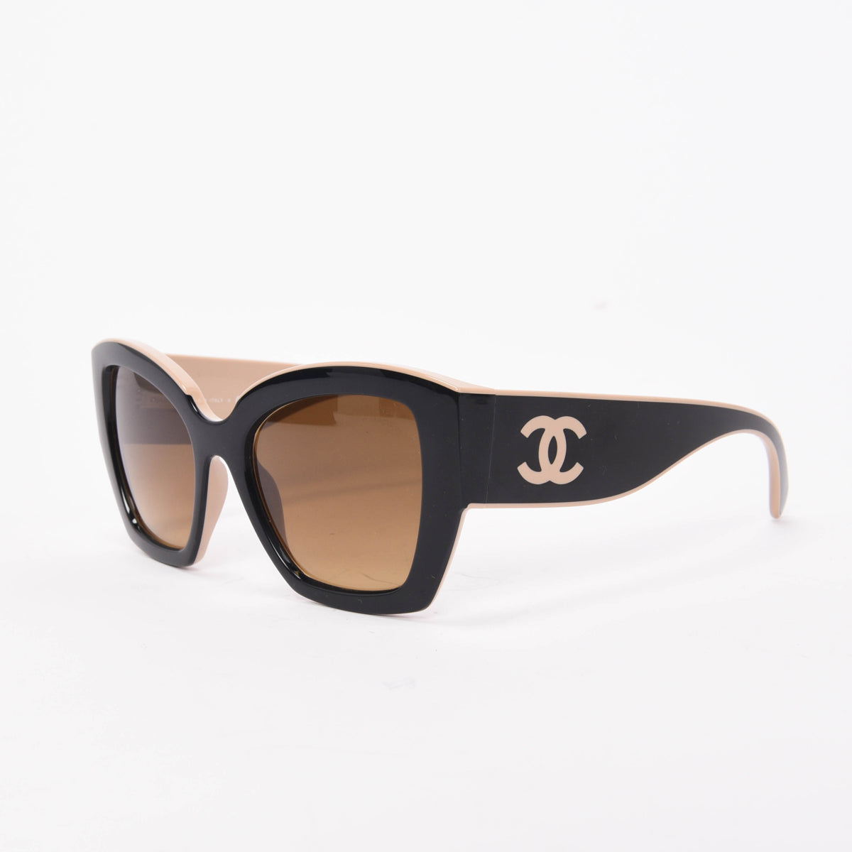 Chanel Black & Beige Nylon Fibre Butterfly Sunglasses