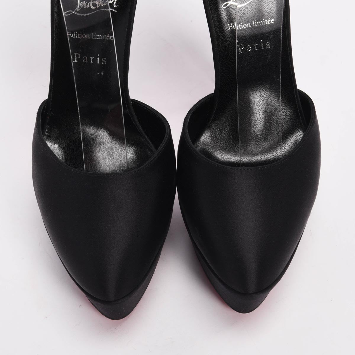 Christian Louboutin Black Satin Maria Frou Alta Platform Pumps 42