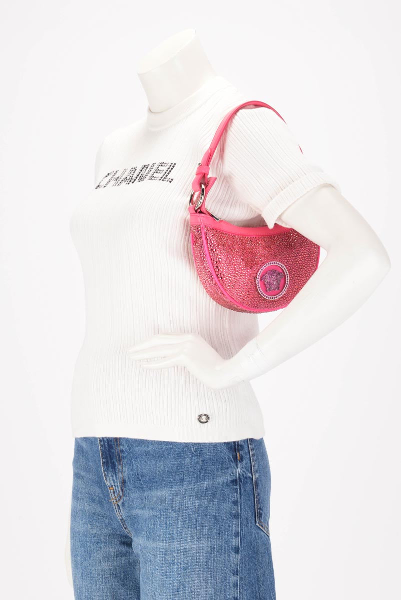 Versace Pink Crystal Repeat Mini Embellished Medusa Bag