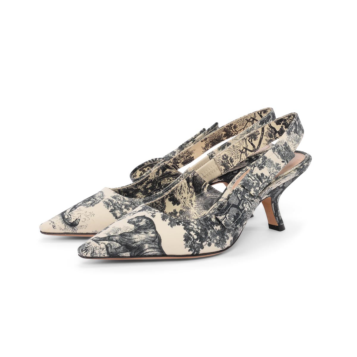 Dior Blue Toile De Jouy Sweet D Slingback Pumps 36